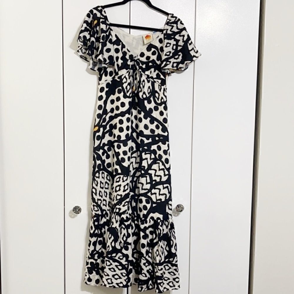 Anthropologie Farm Rio Flutter-Sleeved Maxi Dress Size XS - Picture 4 of 7